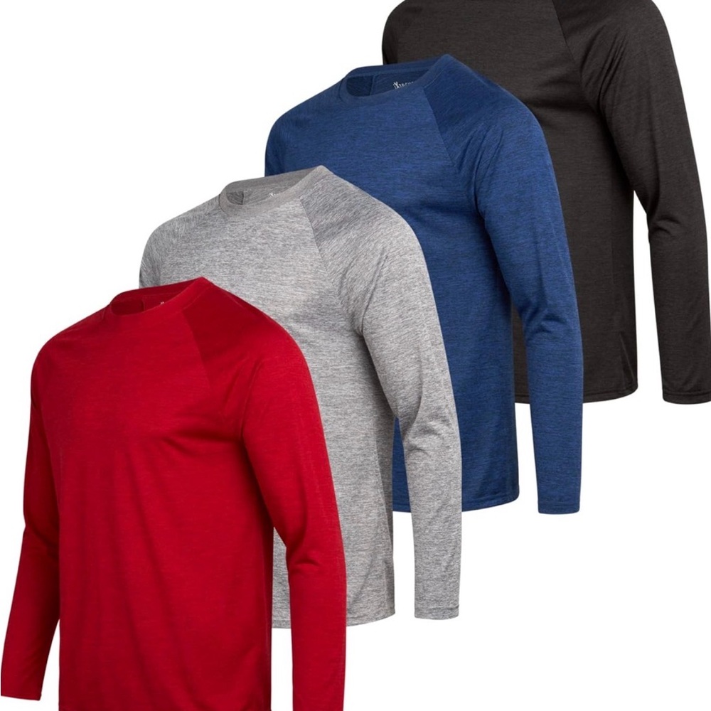 Men's Long Sleeve Crew Neck Shirt - Red, Gray, Blue